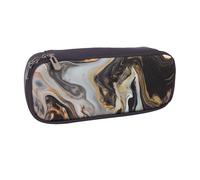 AABSTBFM Trousse à crayons en cuir imprimé cerises avec tiges de bambou - Trousse multifonction pour l'école, le bureau et les voyages, Texture d'encre marbrée abstraite, Taille unique, Cartable