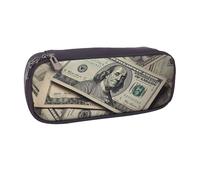 AABSTBFM Trousse à crayons en cuir imprimé de ski d'hiver - Trousse à crayons multifonction et trousse de maquillage pour l'école, le bureau et les voyages, Monnaie américaine, Taille unique, Cartable