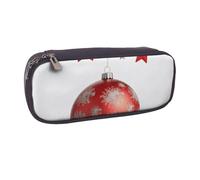 AABSTBFM Trousse à crayons en cuir imprimée avec image de plage - Trousse à crayons multifonction et trousse de maquillage pour l'école, le bureau et les voyages, Boule de sapin de Noël étoiles rouges