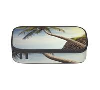 AABSTBFM Trousse à crayons haute capacité avec fermeture éclair pour l'école, le bureau et les voyages Motif soleil rouge, Palmier rive rocheuse, Taille unique, Cartable