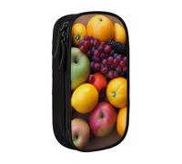 AABSTBFM Trousse à crayons imprimée avec image de fruits de grande capacité avec fermeture éclair pour l'école, le bureau, les voyages, noir, Noir , Taille unique, Cartable