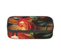 AABSTBFM Trousse à crayons imprimée avec image de plage - Jolie trousse à crayons haute capacité avec fermeture éclair pour l'école, le bureau et les voyages, Violon et rose en bois, Taille unique