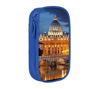 AABSTBFM Trousse à crayons imprimée Cité du Vatican de grande capacité avec fermeture éclair pour l'école, le bureau, les voyages, noir, bleu, Taille unique, Cartable