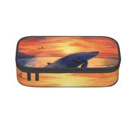 AABSTBFM Trousse à crayons imprimée de haute capacité avec fermeture éclair pour l'école, le bureau et les voyages, Coucher de soleil baleine, Taille unique, Cartable