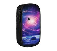 AABSTBFM Trousse à crayons imprimée galaxie spatiale de grande capacité avec fermeture éclair pour l'école, le bureau, les voyages, noir, Noir , Taille unique, Cartable