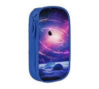 AABSTBFM Trousse à crayons imprimée galaxie spatiale de grande capacité avec fermeture éclair pour l'école, le bureau, les voyages, noir, bleu, Taille unique, Cartable