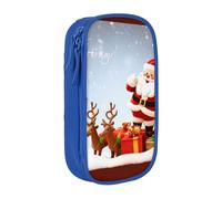 AABSTBFM Trousse à crayons imprimée Merry Christmas de grande capacité avec fermeture éclair pour l'école, le bureau, les voyages, noir, bleu, Taille unique, Cartable