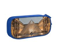 AABSTBFM Trousse à crayons imprimée Musée du Louvre à Paris avec fermeture éclair - Grande capacité - Pour l'école, le bureau, les voyages, bleu, Taille unique, Cartable