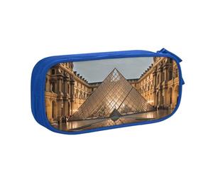 AABSTBFM Trousse à crayons imprimée Musée du Louvre à Paris avec fermeture éclair - Grande capacité - Pour l'école, le bureau, les voyages, bleu, Taille unique, Cartable