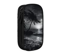 AABSTBFM Trousse à crayons imprimée Sea and Tree in The Night - Grande capacité - Avec fermeture éclair - Pour l'école, le bureau, les voyages - Noir, Noir , Taille unique, Cartable