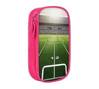 AABSTBFM Trousse à crayons imprimée terrain de football de grande capacité avec fermeture éclair pour l'école, le bureau, les voyages, noir, rose, Taille unique, Cartable