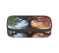 AABSTBFM Trousse à crayons intéressante avec imprimé squelette mignon haute capacité avec fermeture éclair pour l'école, le bureau et les voyages, Arbre de vie quatre saisons., Taille unique, Cartable