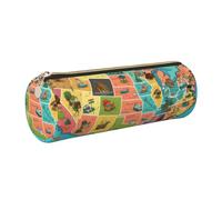 AABSTBFM Trousse à crayons ronde en cuir avec fermeture éclair dorée pour l'école, le bureau et les voyages, doré, Taille unique, Cartable