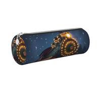 AABSTBFM Trousse à crayons ronde en cuir avec fermeture éclair dorée pour l'école, le bureau et les voyages, Argenté., Taille unique, Cartable