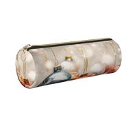 AABSTBFM Trousse à crayons ronde en cuir avec fermeture éclair dorée pour l'école, le bureau et les voyages, doré, Taille unique, Cartable