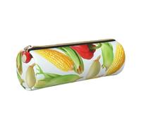 AABSTBFM Trousse à crayons ronde en cuir avec fermeture éclair dorée pour l'école, le bureau et les voyages, doré, Taille unique, Cartable