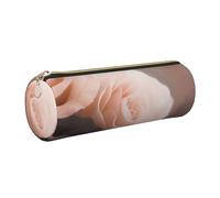 AABSTBFM Trousse à crayons ronde en cuir avec fermeture éclair dorée pour l'école, le bureau et les voyages, doré, Taille unique, Cartable