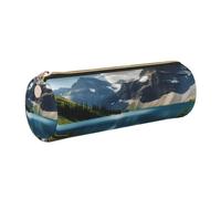 AABSTBFM Trousse à crayons ronde en cuir avec fermeture éclair dorée pour l'école, le bureau et les voyages, doré, Taille unique, Cartable