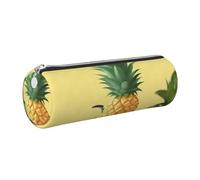 AABSTBFM Trousse à crayons ronde en cuir avec fermeture éclair dorée pour l'école, le bureau et les voyages, Argenté., Taille unique, Cartable