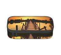 AABSTBFM Trousse à crayons traditionnelle avec motif carpes koï à pois - Grande capacité - Avec fermeture éclair - Pour l'école, le bureau et les voyages, Coucher de soleil Superbe pont sur le, Taille