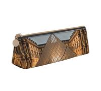 AABSTBFM Trousse à crayons triangulaire en cuir avec fermeture éclair et rose métallique pour l'école, le bureau et les voyages, Musée Louvre à Paris, Taille unique, Cartable