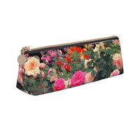 AABSTBFM Trousse à crayons triangulaire en cuir avec fermeture éclair pour l'école, le bureau et les voyages, Roses Garden, Taille unique, Cartable