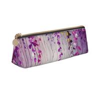 AABSTBFM Trousse à crayons triangulaire en cuir avec motif tiges de bambou et cerise avec fermeture éclair pour l'école, le bureau et les voyages, Fleur pleureuse violette abstraite, Taille unique