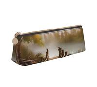 AABSTBFM Trousse à crayons triangulaire imprimée avec image de plage en cuir avec fermeture éclair pour l'école, le bureau et les voyages, Scène de pont en bois, Taille unique, Cartable