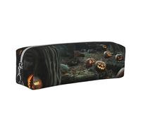 AABSTBFM Trousse carrée en cuir avec fermeture éclair dorée et motif chauve-souris d'Halloween pour l'école, le bureau et les voyages, Argenté., Taille unique, Cartable