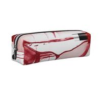 AABSTBFM Trousse carrée en cuir avec fermeture éclair dorée et motif cœur dessiné dans un rouge à lèvres pour l'école, le bureau et les voyages, Argenté., Taille unique, Cartable