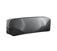 AABSTBFM Trousse carrée en cuir avec fermeture éclair dorée - Motif paysage de tonnerre - Pour l'école, le bureau et les voyages, Argenté., Taille unique, Cartable