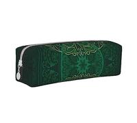 AABSTBFM Trousse carrée en cuir avec fermeture éclair Motif hortensias et marguerites et papillons Pour l'école, le bureau et les voyages, Cercle floral style mandala antique tourbillons, Taille