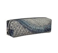 AABSTBFM Trousse carrée en cuir avec filet de pêche et fermeture éclair dorée pour l'école, le bureau et les voyages, Argenté., Taille unique, Cartable