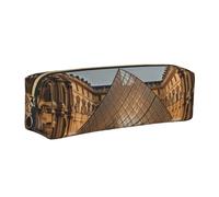 AABSTBFM Trousse carrée imprimée Musée du Louvre à Paris - En cuir doré - Fermeture éclair - Pour l'école, le bureau et les voyages, doré, Taille unique, Cartable