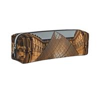 AABSTBFM Trousse carrée imprimée Musée du Louvre à Paris - En cuir doré - Fermeture éclair - Pour l'école, le bureau et les voyages, Argenté., Taille unique, Cartable