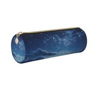 AABSTBFM Trousse ronde en cuir avec fermeture éclair dorée et étoile tombante pour l'école, le bureau et les voyages, doré, Taille unique, Cartable