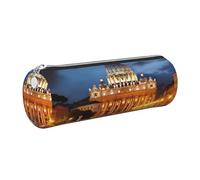 AABSTBFM Trousse ronde en cuir avec fermeture éclair dorée et motif Cité du Vatican pour l'école, le bureau et les voyages, Argenté., Taille unique, Cartable