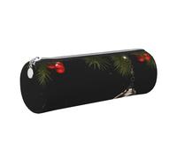 AABSTBFM Trousse ronde en cuir avec fermeture éclair dorée et petite clochette pour l'école, le bureau et les voyages, Argenté., Taille unique, Cartable