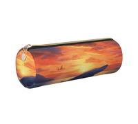 AABSTBFM Trousse ronde en cuir avec fermeture éclair dorée - Motif baleine - Pour l'école, le bureau et les voyages, doré, Taille unique, Cartable