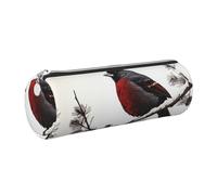 AABSTBFM Trousse ronde en cuir avec fermeture éclair dorée - Motif branche d'oiseau - Pour l'école, le bureau et les voyages, Argenté., Taille unique, Cartable