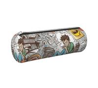 AABSTBFM Trousse ronde en cuir avec fermeture éclair dorée pour l'école, le bureau et les voyages, Argenté., Taille unique, Cartable