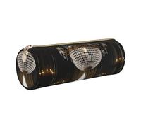 AABSTBFM Trousse ronde en cuir avec fermeture éclair dorée pour l'école, le bureau et les voyages, doré, Taille unique, Cartable