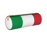 AABSTBFM Trousse ronde en cuir avec fermeture éclair sur le thème de l'océan Beach - Polyvalente et durable pour l'école, le bureau et les voyages, Drapeau italien, Taille unique, Cartable