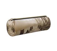 AABSTBFM Trousse ronde en cuir avec imprimé vieux pont en bois doré avec fermeture éclair pour l'école, le bureau et les voyages, doré, Taille unique, Cartable
