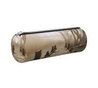 AABSTBFM Trousse ronde en cuir avec imprimé vieux pont en bois doré avec fermeture éclair pour l'école, le bureau et les voyages, Argenté., Taille unique, Cartable