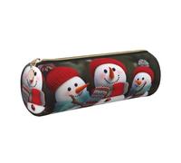 AABSTBFM Trousse ronde en cuir avec motif bonhomme de neige de Noël avec fermeture éclair dorée pour l'école, le bureau et les voyages, doré, Taille unique, Cartable