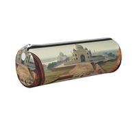 AABSTBFM Trousse ronde imprimée de site historique en cuir avec fermeture éclair dorée pour l'école, le bureau et les voyages, Argenté., Taille unique, Cartable