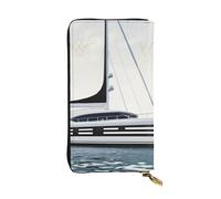 AABSTBFM Words Stripes Yacht Portefeuille en cuir imprimé pour homme et femme Fermeture éclair Pochette Long Portefeuille Porte-cartes Noir Taille unique Moderne, Noir , Taille unique, Moderne