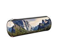 AABSTBFM Yosemite Trousse ronde en cuir avec fermeture éclair dorée Motif parc national pour l'école, le bureau et les voyages, Argenté., Taille unique, Cartable
