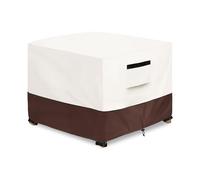 Aacabo Housse d'ottomane de patio, 63,5 x 63,5 x 45,7 cm (l x P x H) - Housse de table d'appoint carrée imperméable, adaptée pour table d'appoint de patio en osier, bistrot (beige)